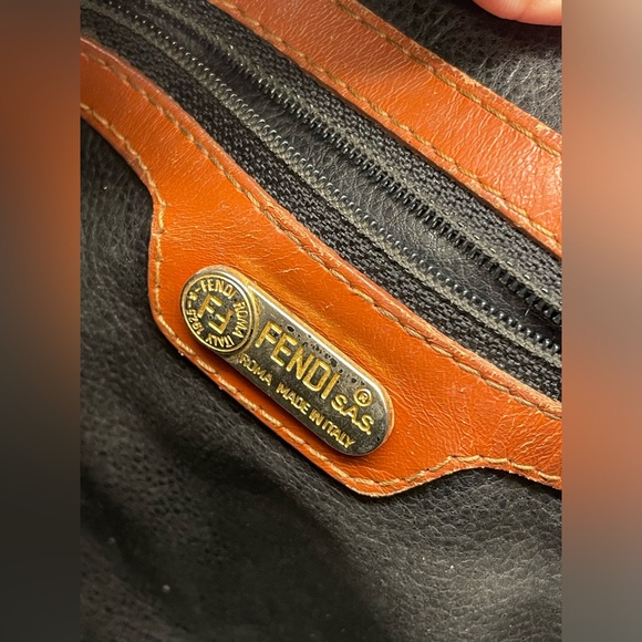 Vintage Fendi Pequin Striped Coated Canvas Crossbody Bag Women’s Brown and black - Picture 6 of 7